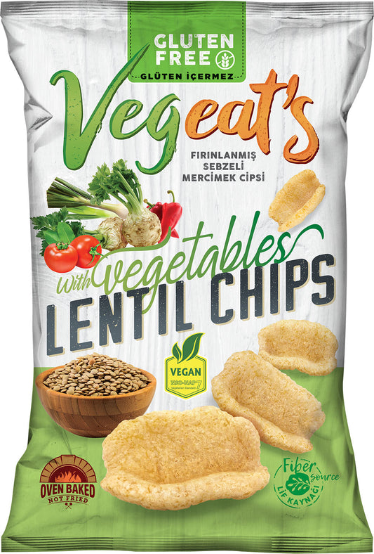 Vegeats Lentil Chips with Vegetables – 50g | Oven-Baked, Gluten-Free, High Protein