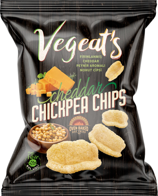 Vegeats Chickpea Chips – Cheddar 50g | Oven-Baked, Gluten-Free, High Protein
