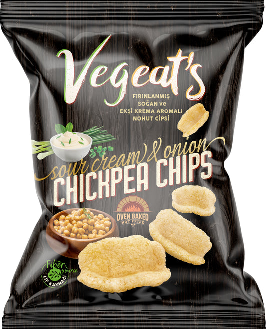 Vegeats Chickpea Chips – Sour Cream & Onion 50g | Oven-Baked, Gluten-Free, High Protein