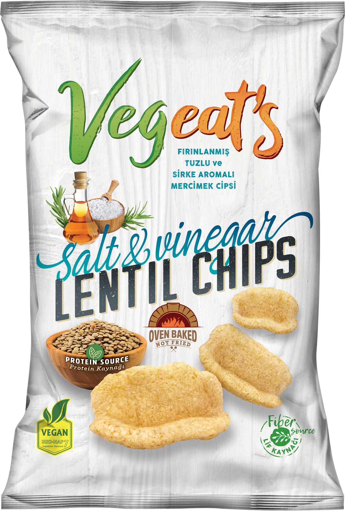 Vegeats Lentil Chips – Salt & Vinegar 50g | Oven-Baked, Gluten-Free, High Protein